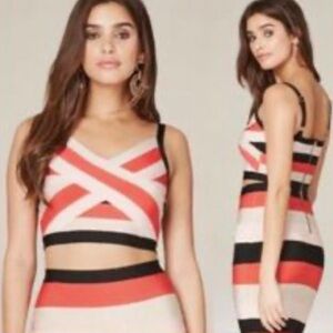 Bebe Bodycon Striped Two Piece Set Size M